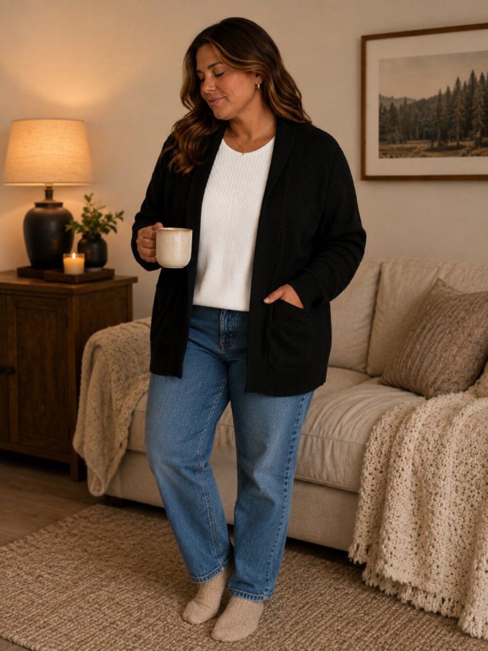 Croft & Barrow Black Ribbed Cardigan